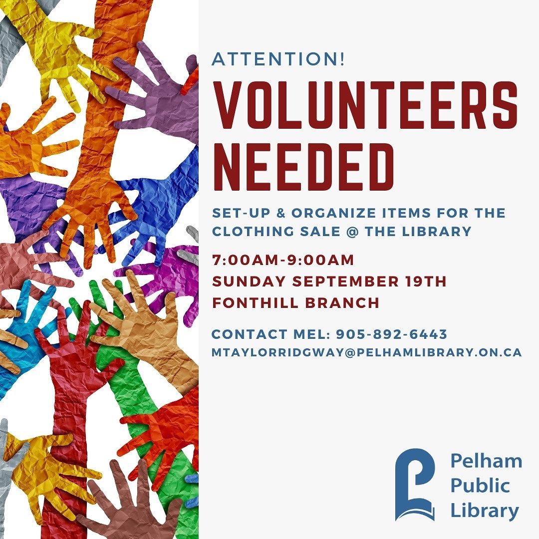Volunteers Needed! Pelham Public Library Clothing Sale