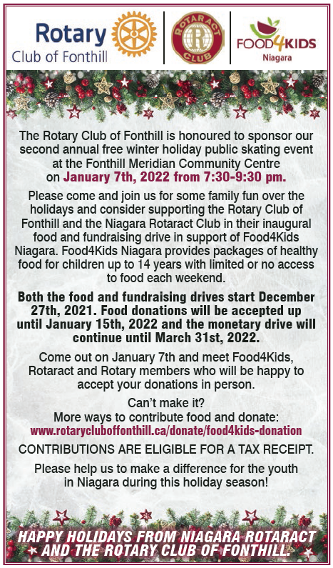 Fonthill Rotary Supports Niagara Rotaract Food4Kids Food-drive/Fundraiser