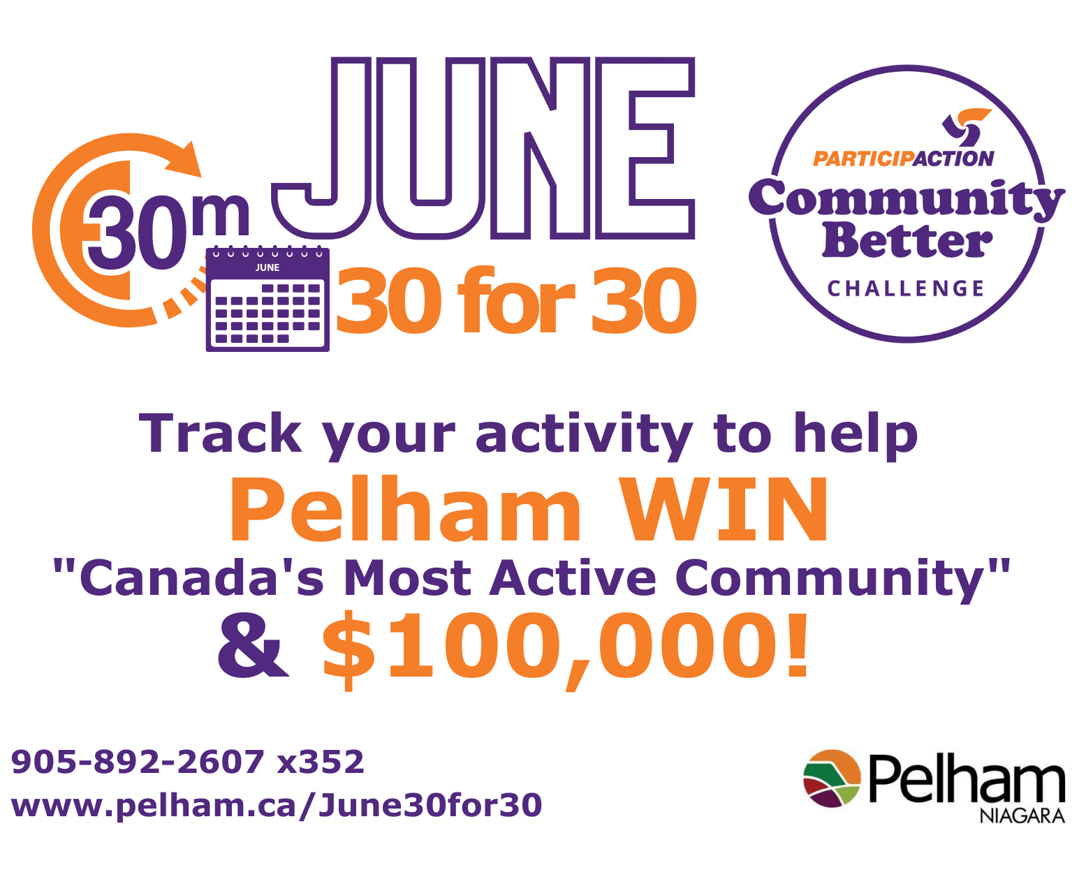 Join the ParticipACTION Community Better Challenge with Pelham’s June 30 for 30!