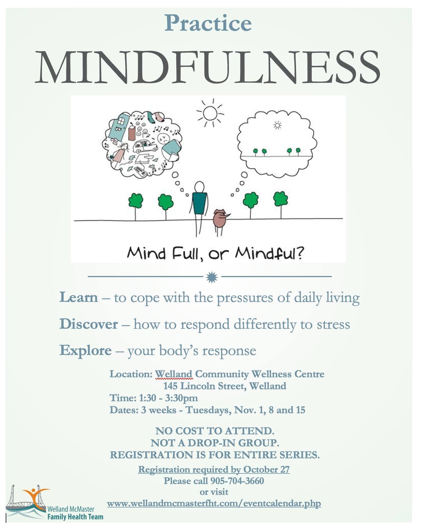Free Mindfulness Workshop Series presented by Welland McMaster Family Health Team