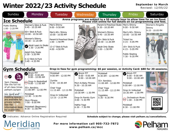 Meridian Community Centre Activity Schedule