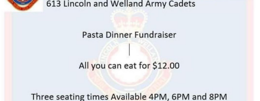 Get Your Tickets!  613 Army Cadets Pasta Dinner Fundraiser