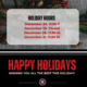 Holiday Hours at My Place Bar and Grill