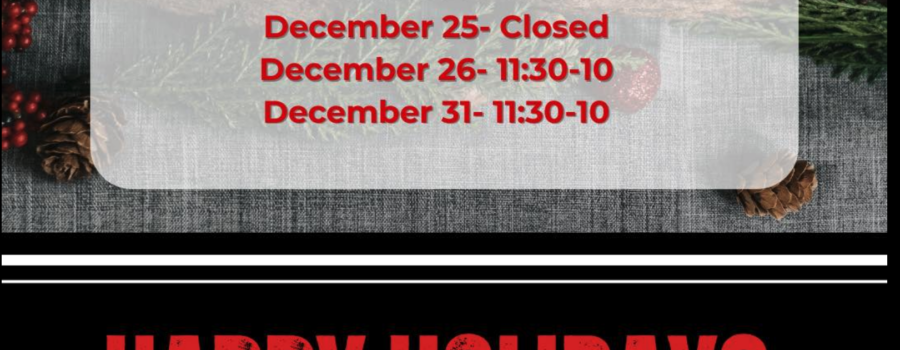 Holiday Hours at My Place Bar and Grill