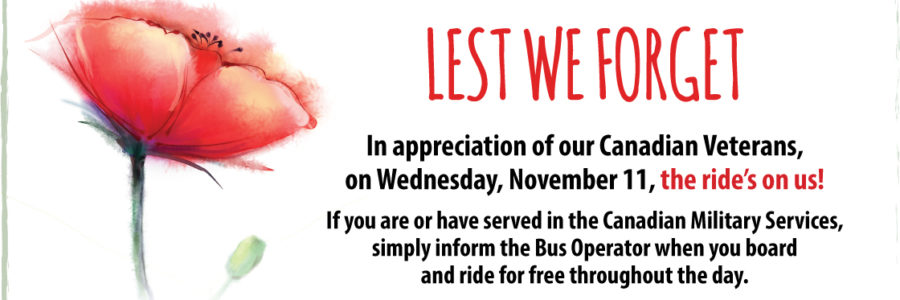 Welland Transit Offers Fourth Annual Ride For Free To Military Service