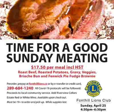 Pre-Order Now! Fonthill Lions Beef Dinner