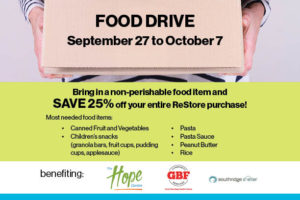Donate food and save at the ReStore!