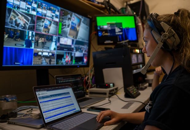 Student broadcasting crew behind the lens of NC’s Convocation livestream