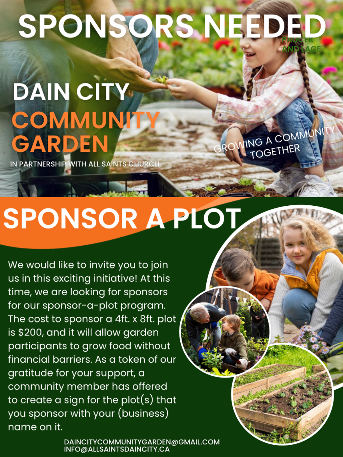 Dain City Community Garden: Sponsors Needed