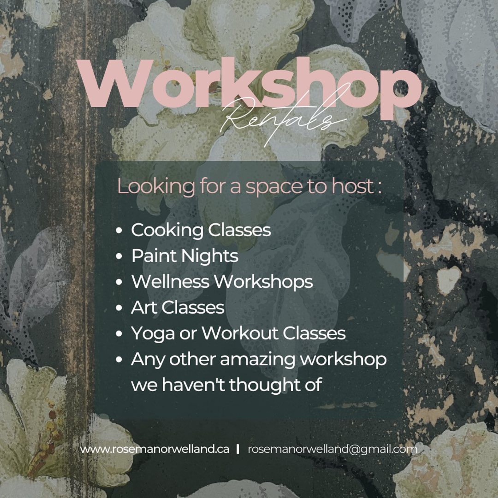 Rose Manor Welland – Workshop Venue For All Your Passions!