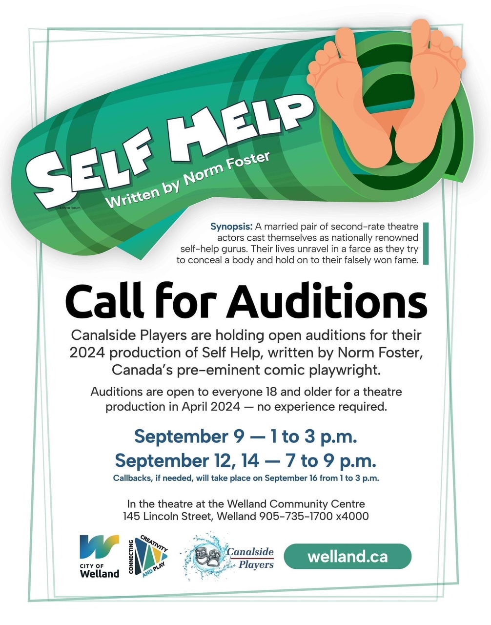Call for Auditions! ‘Self Help’ by Canalside Players