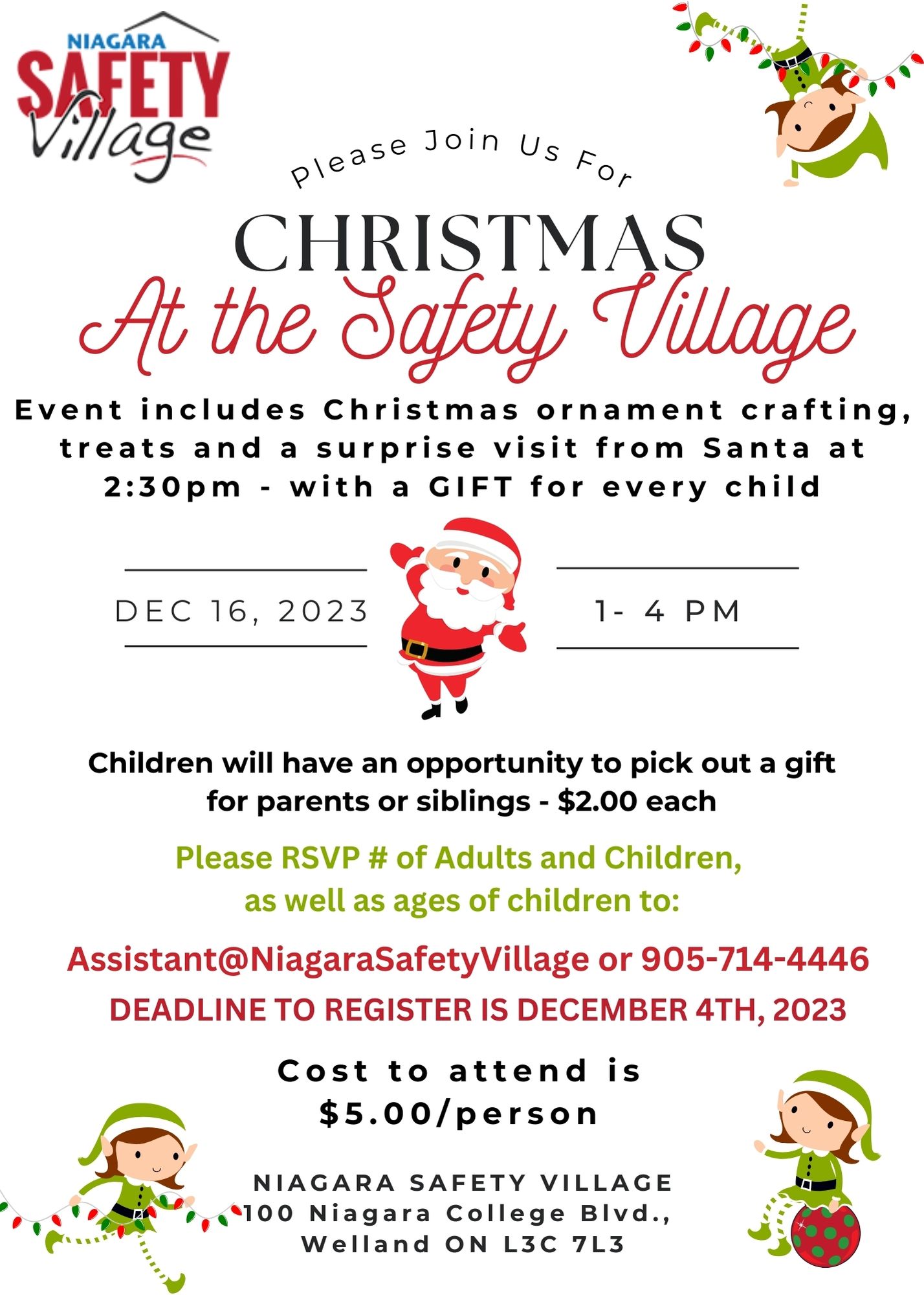 Register now! Christmas at the Safety Village!