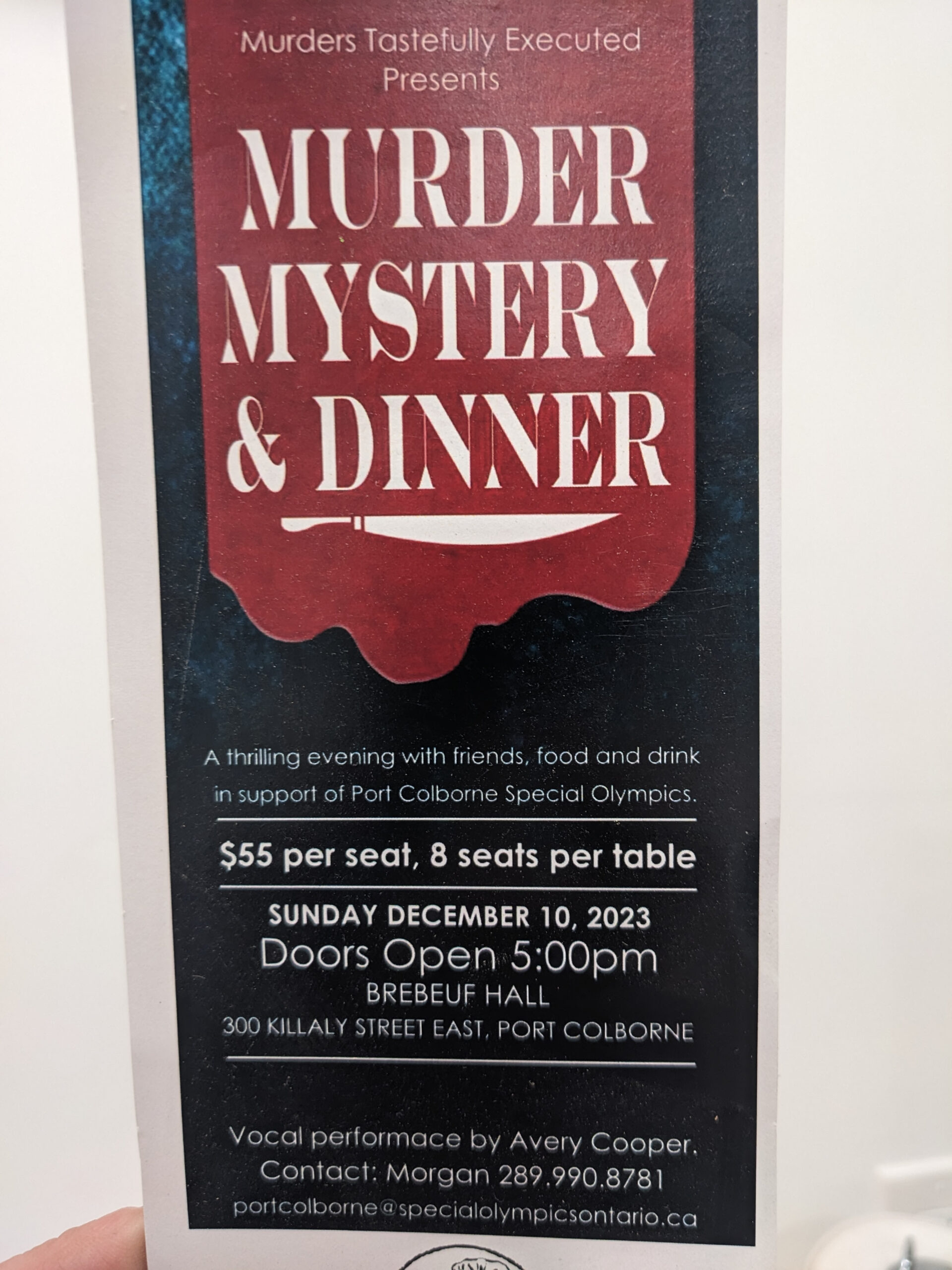 Tickets on Sale! Murder Mystery & Dinner in Support of Port Colborne Special Olympics