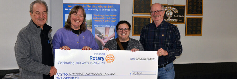 Rotary Club of Welland presents cheque to Niagara Children’s Centre