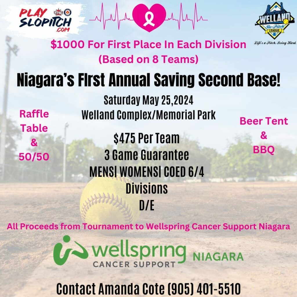Welland Slo-Pitch League Presents: Niagara’s First Annual Saving Second Base Softball Tournament!