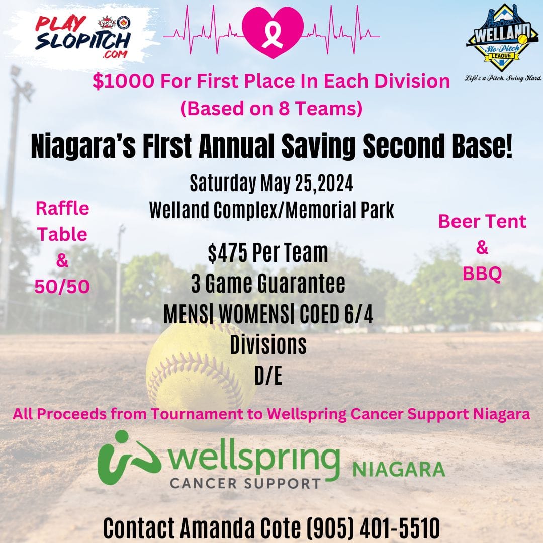 Welland Slo-Pitch League Presents: Niagara’s First Annual Saving Second Base Softball Tournament!