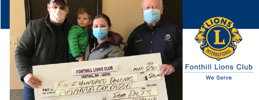 Fonthill Lions Donate Towards ‘An Ear for Emmett’ – Learn How You Can Help Too