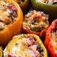 Big Green Egg Recipes: Bison, Mushroom and Roasted Veggie Stuffed Peppers