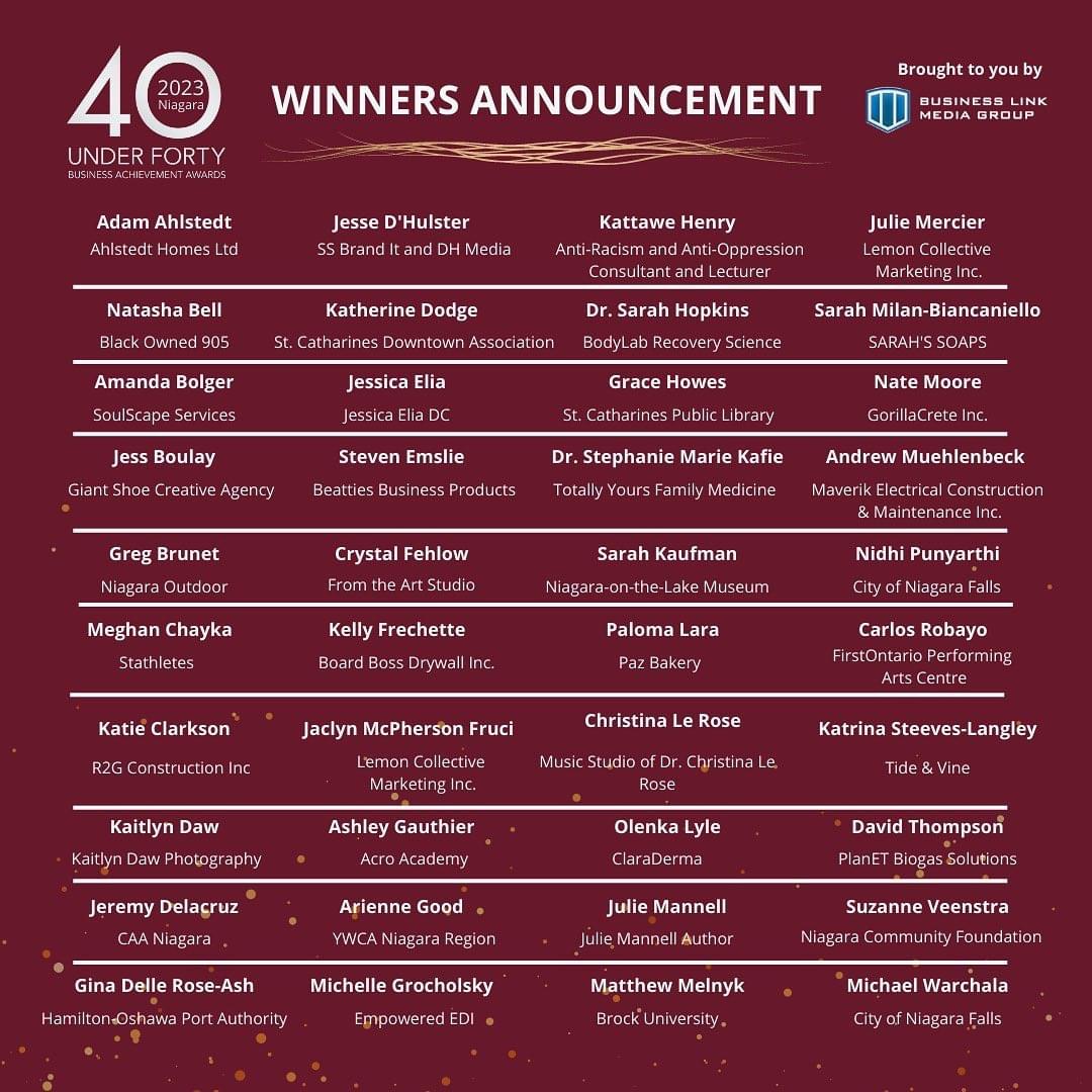 40 Under Forty Business Achievement Awards Myniagaraonline