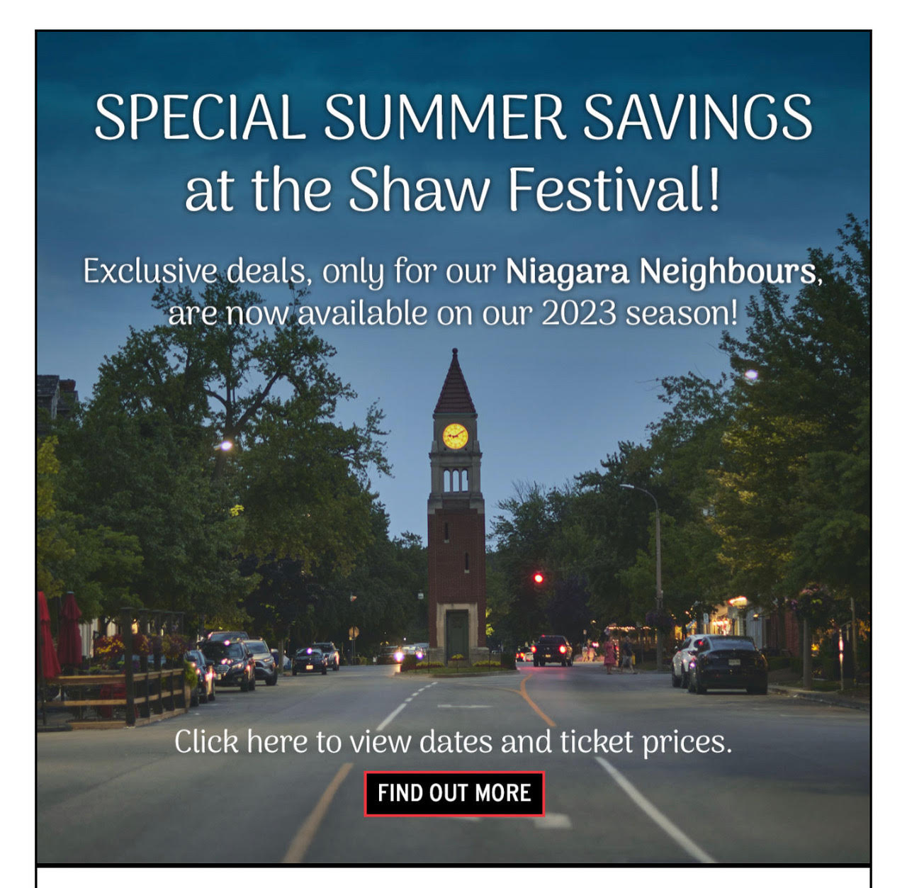 Special ticket prices for our Niagara Neighbours