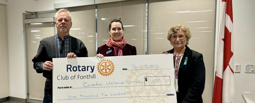 Rotary Club of Fonthill donates funds to Ukrainian Canadian Congress – Niagara Chapter