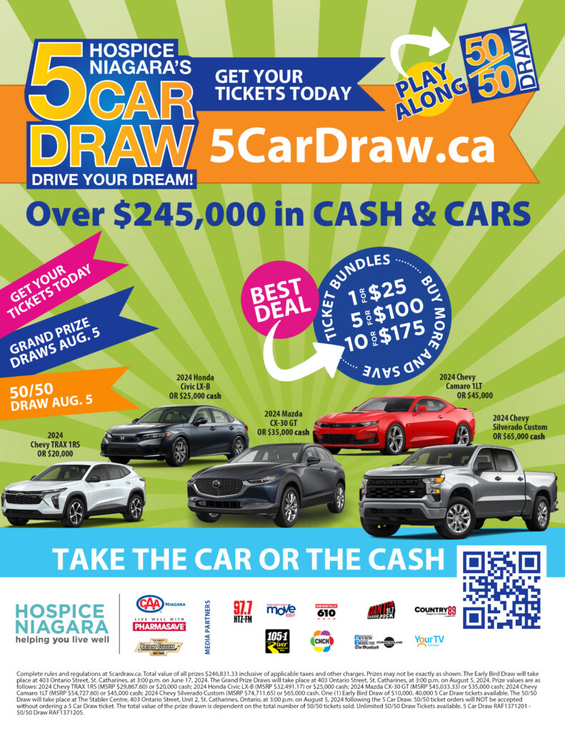 Get Your Tickets! Hospice Niagara’s 5 Car Draw