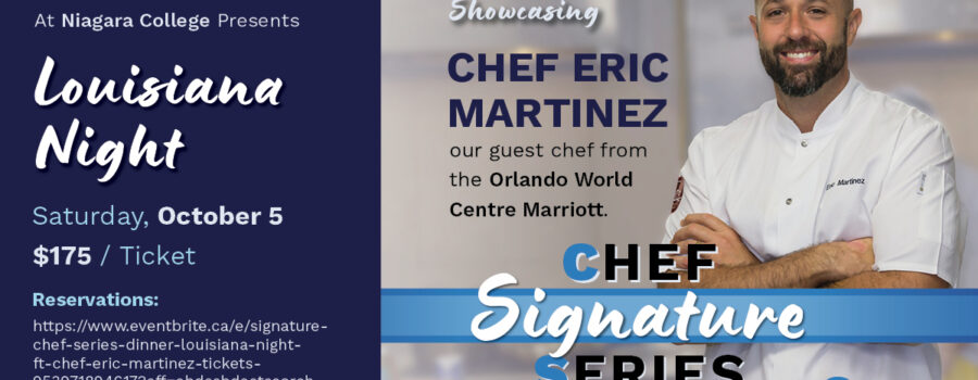 Niagara College Welcomes Chef Eric Martinez for Unique Culinary Event on October 5th